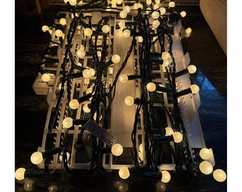 Vintage 3 Sets of Pearl White Working Christmas Lights