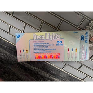 Darice Deco Lights Favorites 50 Mini Bulbs White Wire 17.5ft Pink Blue Yellow