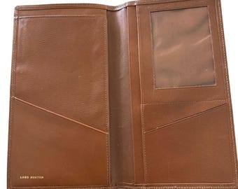 Lord Buxton Vintage Brown Leather Checkbook Cover Wallet ID Window Bifold