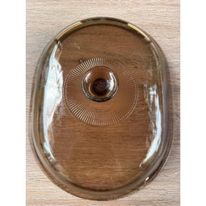 Pyrex Vision Amber Glaslock 2.5-C Ersättnings oval ribbad knopp 10.75x8.5 Brun