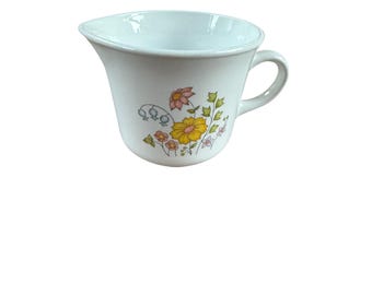 Corelle by Corning Wildflower Creamer Pitcher Vintage White Floral Vitrelle USA