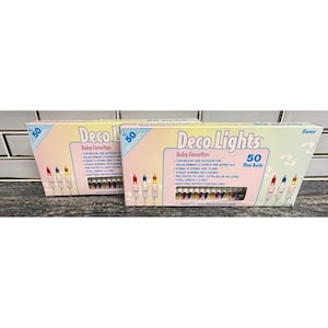 2 Darice Deco Lights Favorites 50 Mini Bulbs White Wire 17.5ft Pink Blue Yellow