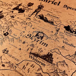 Elder Scroll Tamriel World Map, Skyrim and Nirn Fantasy Map 70x100 cm