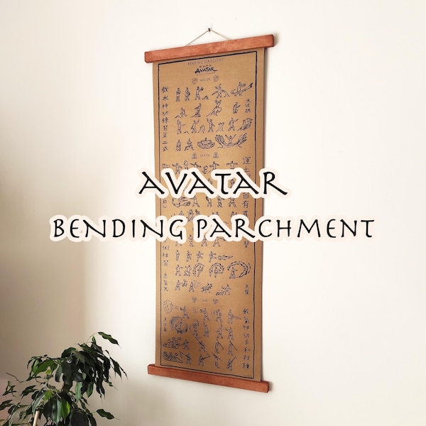 Handmade Avatar The Last Airbender Bending Parchment, Avatar Aang, Korra Wall Art