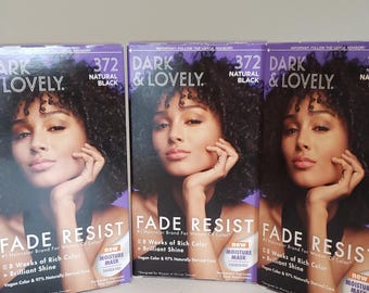 6/ Tinte permanente para el cabello Dark & Lovely Fade Resist, negro natural 372, vegano y brillante