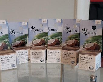 6/ Sky Organics Exfoliante Labial Orgánico Azúcar Moreno Aceite de Coco 0.25 oz Suave y Suave
