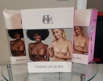 3/B-Lift Sujetador invisible con cinta adhesiva para realzar el busto, talla L, color cacao.