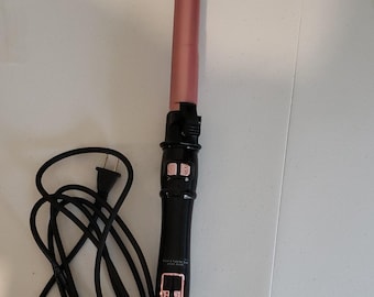 1 in Ceramic Curling Iron/Wand Adjustable Heat,Black Pink Electric Cord