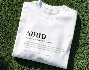 ADHD Definition T-Shirt | Minimalist Typography Graphic Tee | Comfort Colors® | ADHD Gift