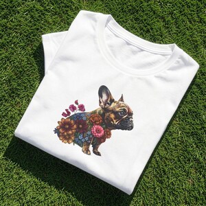 Floral French Bulldog Shirt | Botanical Dog Art Graphic Tee | Bella + Canvas | Dog Mum Gift image 1