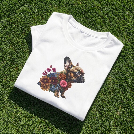 Floral French Bulldog Shirt | Botanical Dog Art Graphic Tee | Bella + Canvas | Dog Mum Gift