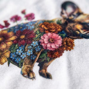 Floral French Bulldog Shirt | Botanical Dog Art Graphic Tee | Bella + Canvas | Dog Mum Gift image 3