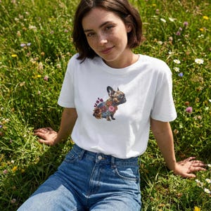 Floral French Bulldog Shirt | Botanical Dog Art Graphic Tee | Bella + Canvas | Dog Mum Gift image 4