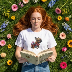 Floral French Bulldog Shirt | Botanical Dog Art Graphic Tee | Bella + Canvas | Dog Mum Gift image 6