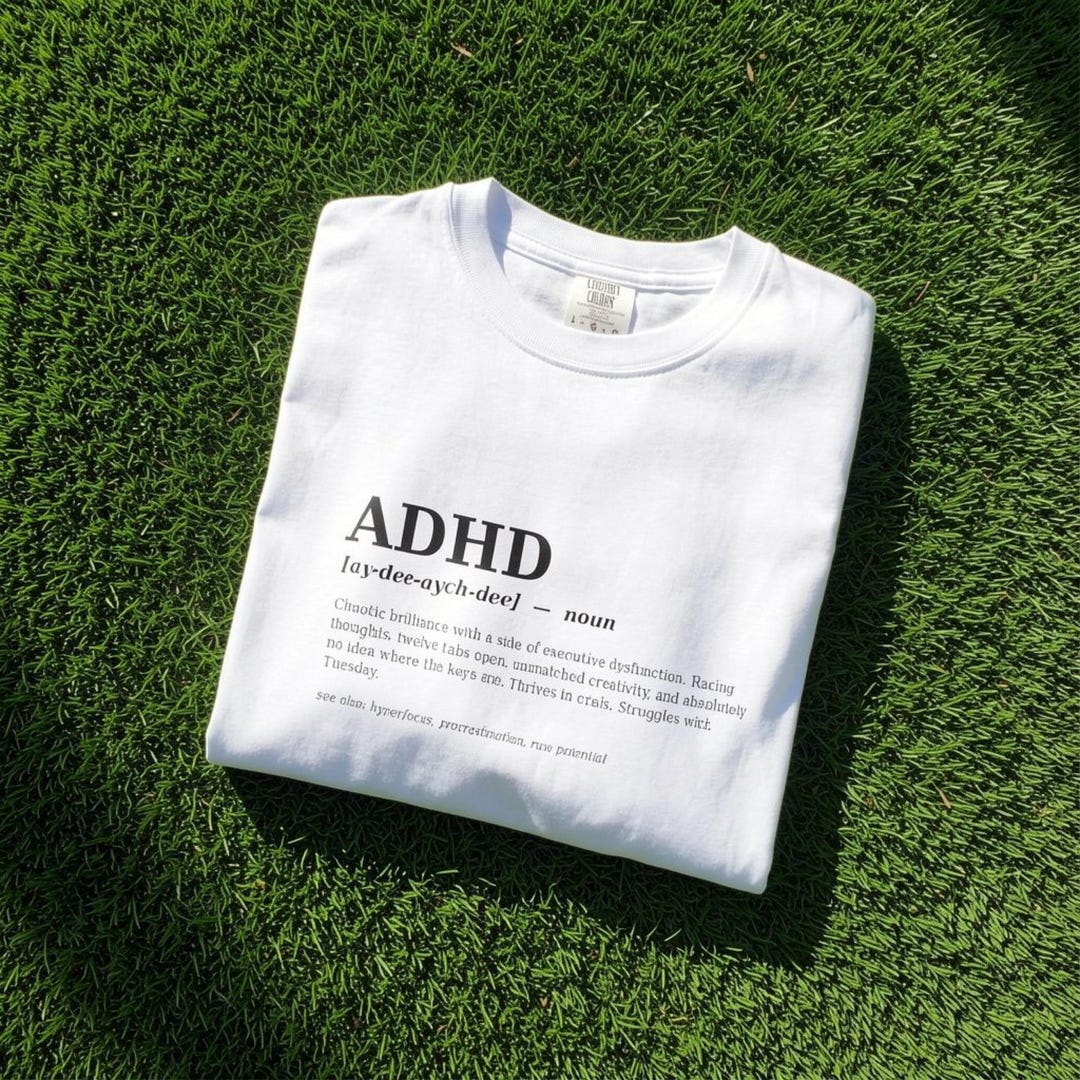 ADHD Definition T-shirt | Minimalist Typography Graphic Tee | Comfort ...