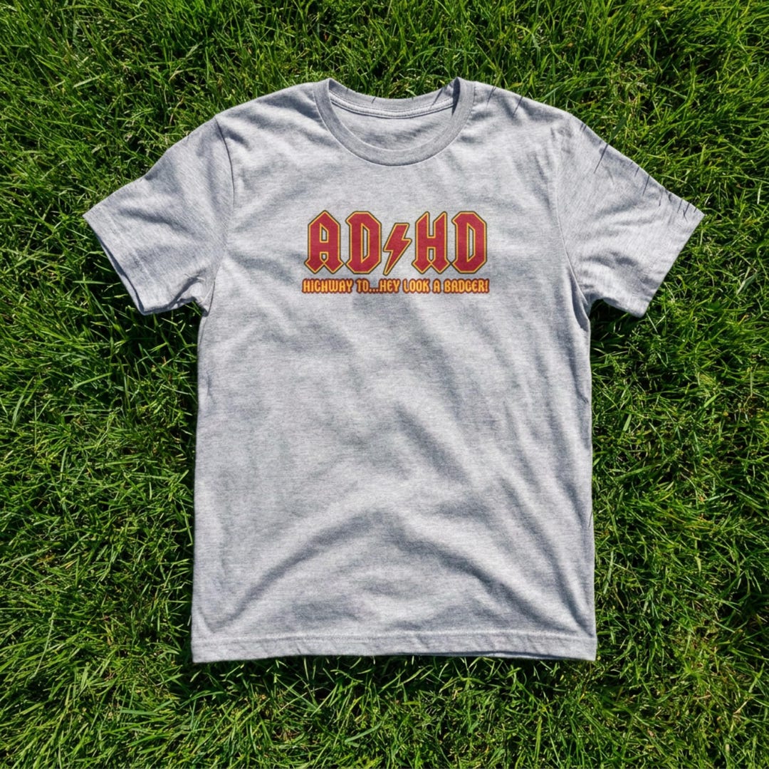 AD/HD Rock Logo T-shirt | ADHD Typography Tee, Quirky Brain Humour - Etsy