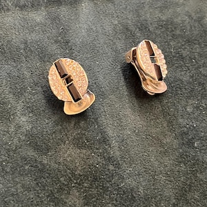 Orecchini a clip vintage in stile Art Déco con cristalli e onice nera.