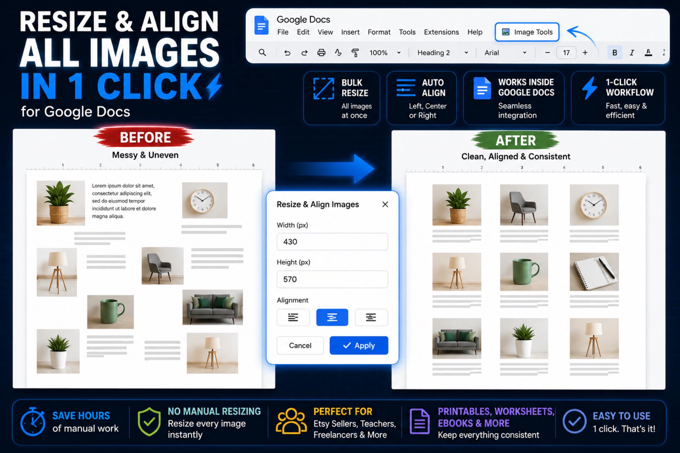 Google Docs Image Tool | Bulk Resize & Align Images | Apps Script | No ...