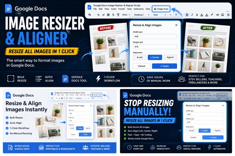 Google Docs Image Tool | Bulk Resize & Align Images | Apps Script | No ...