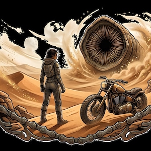 Emblema de motocicleta de la Casa Atreides, parche de motociclista del desierto de Arrakis (descarga digital)