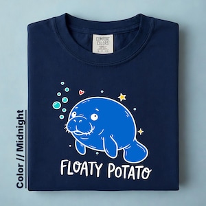 T-shirt Comfort Colors Floaty Potato Lamantin, cadeau pour les amoureux de l'océan, t-shirt de vacances en Floride