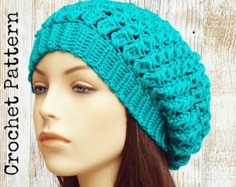 CROCHET HAT PATTERN Instant Pdf Download - Octavia Slouchy Beret Beanie Slouchy Hat Womens Teen Fall Winter- Permission to Sell English Only