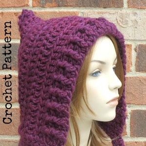 CROCHET HAT PATTERN Instant Pdf Download - Elfa Pixie Hood Hat Womens Teen Fall Winter- Permission to Sell English Only