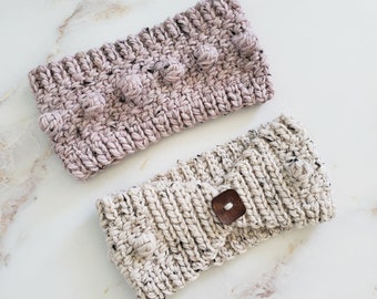 Crochet Headband Pattern // THE EYRE HEADBAND //  Crochet Bobble Earwarmer Pattern Ribbed Headband // Instant Download Pdf Crochet Pattern