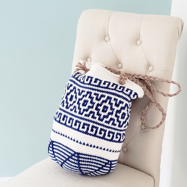 CROCHET BAG PATTERN  - Mykonos Tote - Crochet Purse Pattern - Mosaic Crochet Beach Bag Pattern - Summer Crochet Tote Bag