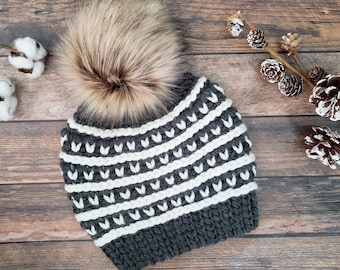 Maine Beanie Crochet Pattern: Fair Isle Winter Hat (PDF Pattern)