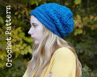CROCHET HAT PATTERN Instant Pdf Download - Starlily Slouchy Beanie Hat Womens Teen Fall Winter- Permission to Sell English Only
