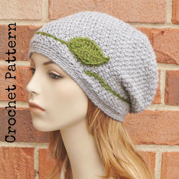CROCHET HAT PATTERN Instant Pdf Download - Linden Slouchy Beanie Hat Womens Teen Fall Winter- Permission to Sell English Only