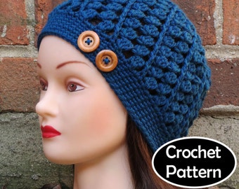 CROCHET HAT PATTERN Instant Pdf Download - Brynn Beanie Hat Swirl Cluster Stitch Easy Womens Teen Fall Winter- Permission to Sell