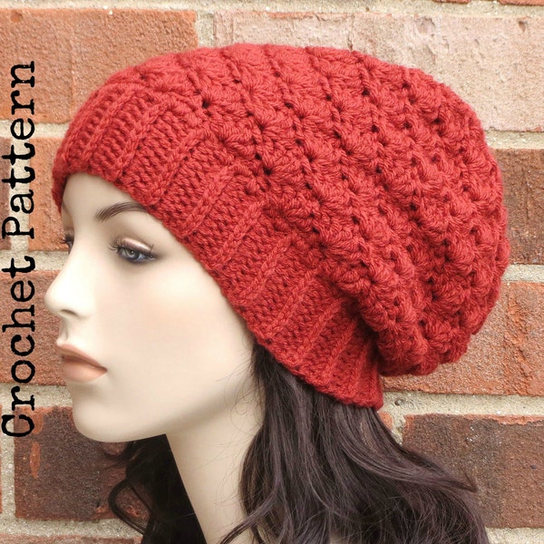 CROCHET HAT PATTERN Instant Pdf Download - Cadence Slouchy Beanie Hat Womens Teen Fall Winter- Permission to Sell English Only