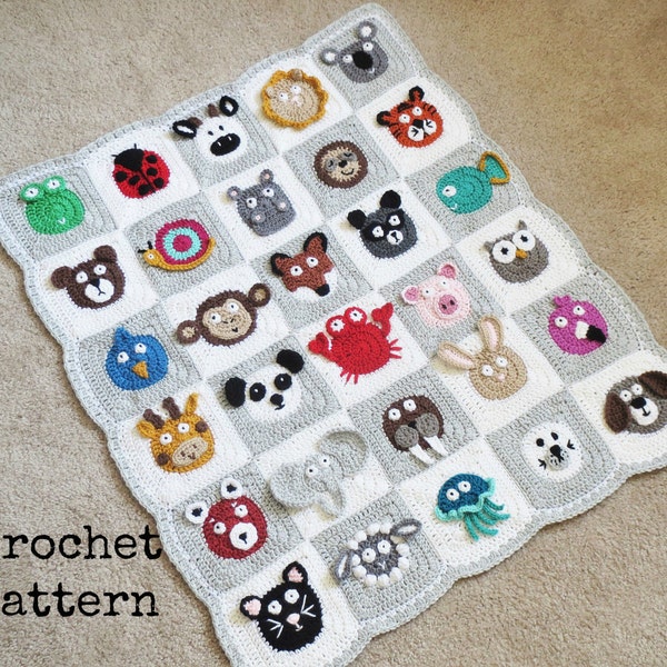 BABY BLANKET PATTERN Crochet Pattern Instant Download Pdf Tutorial - Zookeeper's Blanket - Animal Blanket Permission to Sell English Only