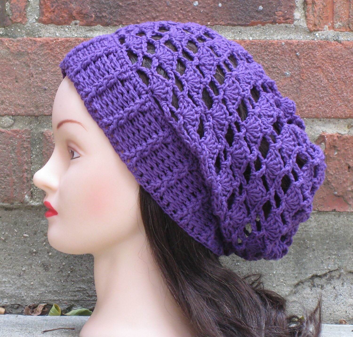 Jasmine Slouchy Beanie Crochet Pattern: Lacy Shell Hat (PDF Pattern) - Etsy