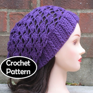 Jasmine Slouchy Beanie Crochet Pattern: Lacy Shell Hat (PDF Pattern)