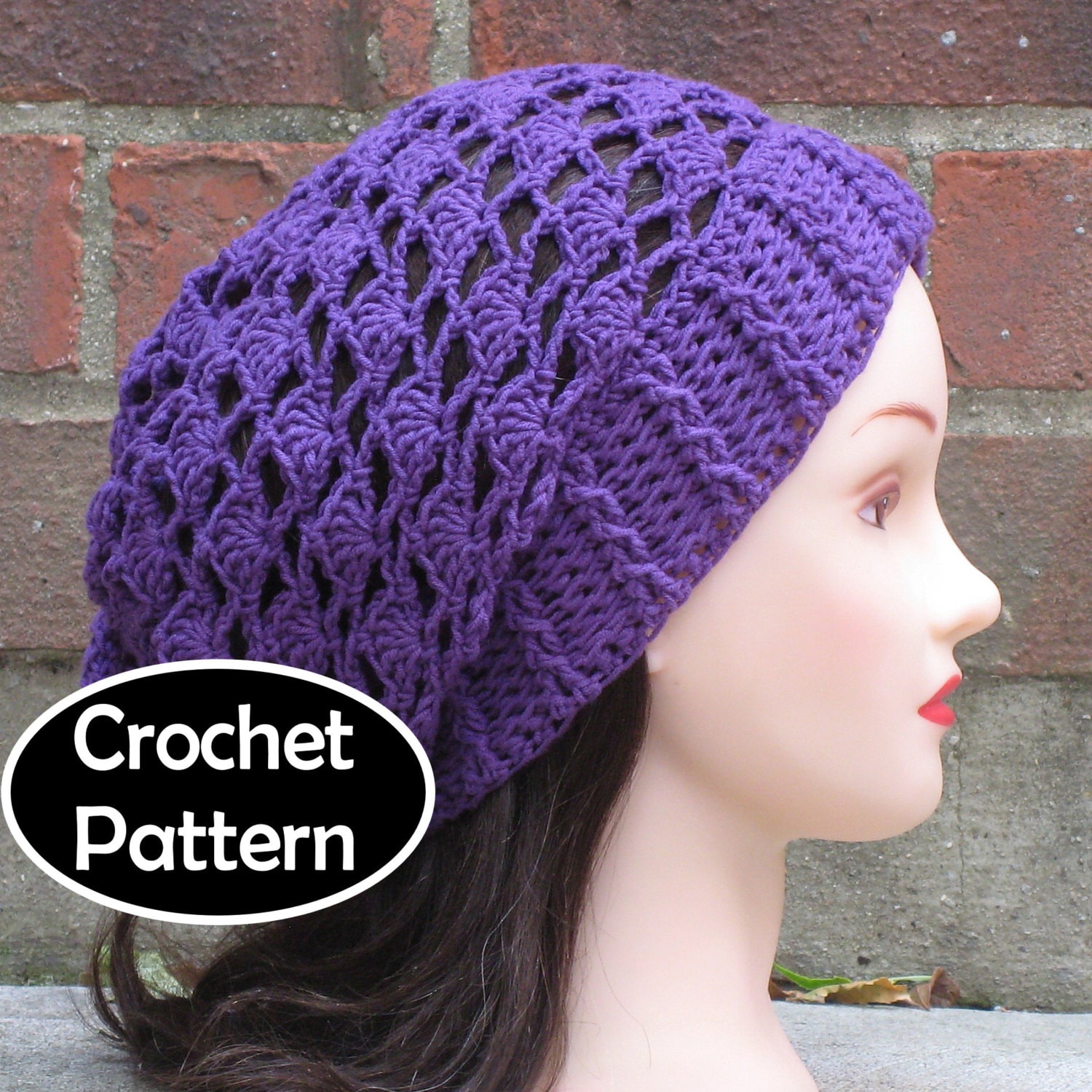 Jasmine Slouchy Beanie Crochet Pattern: Lacy Shell Hat (PDF Pattern) - Etsy