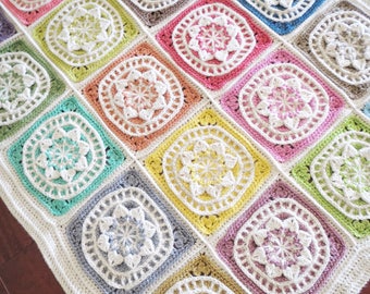 Mandala Meadow Crochet Blanket Pattern: Floral Throw (PDF Pattern)