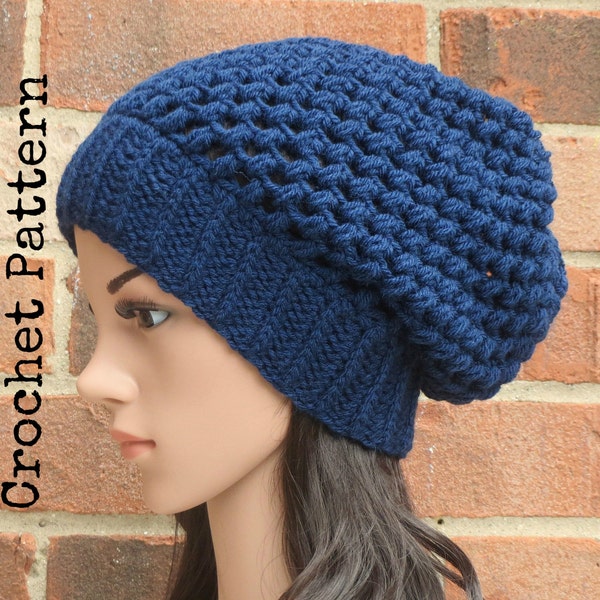 CROCHET HAT PATTERN Instant Pdf Download - Juno Slouchy Beanie Hat Womens Teen Fall Winter- Permission to Sell English Only