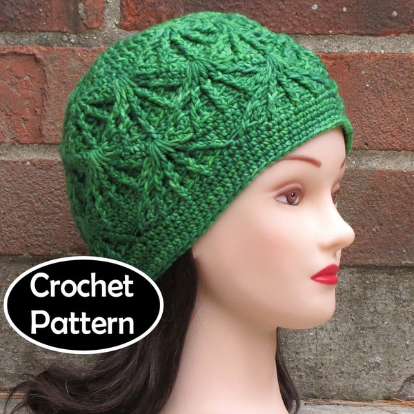 CROCHET HAT PATTERN Instant Download - Gaia Textured Beanie Hat Womens Fall Winter - Permission to Sell English Only