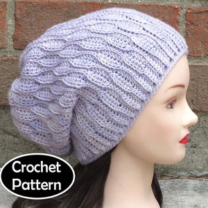 CROCHET HAT PATTERN Instant Download Pdf Elise Slouchy Hat Beanie Womens Teen Permission to Sell English Only image 1