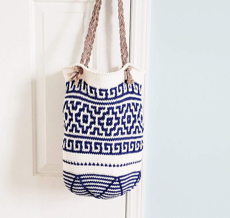 CROCHET BAG PATTERN Mykonos Tote Crochet Purse Pattern Mosaic Crochet Beach Bag Pattern Summer Crochet Tote Bag image 2