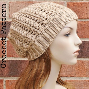 CROCHET HAT PATTERN Instant Pdf Download - Harper Slouchy Beanie Hat Herringbone Slouch Hat Womens Teen Fall Winter- Permission to Sell