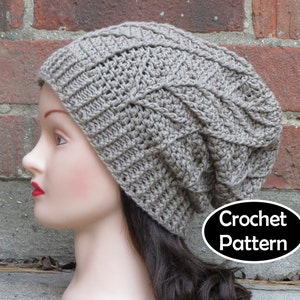 CROCHET HAT PATTERN Instant Pdf Download - Aspen Slouchy Beanie Hat Womens Teen- Permission to Sell English Only