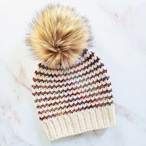 Crochet Hat Pattern // TIMBER RIDGE BEANIE //  Crochet Beanie Pattern Striped Fall Beanie Hat // Instant Download Pdf Crochet Pattern