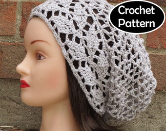 CROCHET HAT PATTERN Instant Download Pdf - Avalon Slouchy Hat Beanie Beret Womens Teen- Permission to Sell English Only