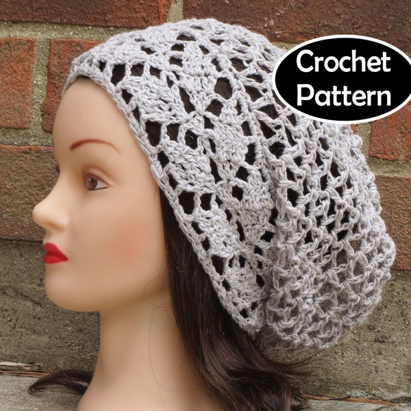 CROCHET HAT PATTERN Instant Download Pdf - Avalon Slouchy Hat Beanie Beret Womens Teen- Permission to Sell English Only