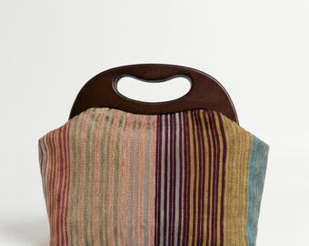 DACCAPO Dune – Handgemaakte tas van pashmina en hout – Thaise collectie – Handgemaakt in Italië – Unieke handtas met schouderband
