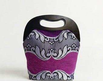 DACCAPO Dune | Borsa artigianale elegante in tessuto marocchino e legno | Collezione Moresca | Borsa a mano con tracolla | Pezzo unico